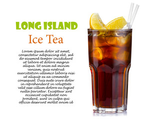 Long island ice tea cocktail isolated on white