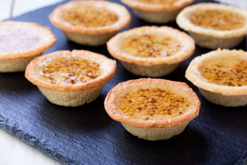 Small Pate tartlets with french mustard