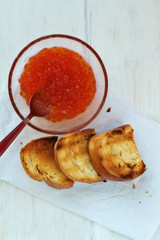 Red caviar with toast bread