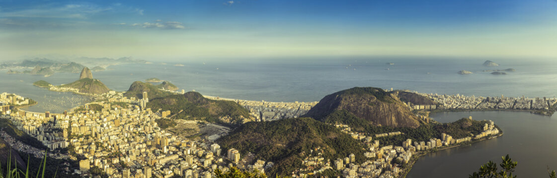 Panorama of Rio de Janeiro with Copacabana Beach, Brazil