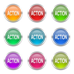 action colorful web icons vector set