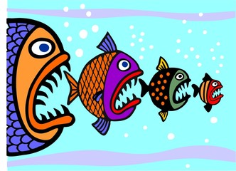 Die großen Fische fressen die kleinen