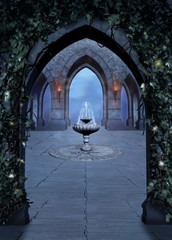 Fantasy font in a castle at night