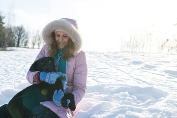 Girl with her cute dog