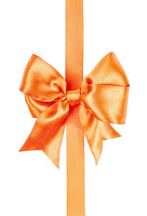 orange bow made from silk ribbon