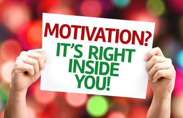 Motivation? Its Right Inside You! card with colorful background