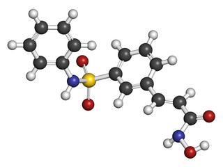 Belinostat cancer drug molecule. 