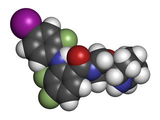 Cobimetinib melanoma drug molecule. 