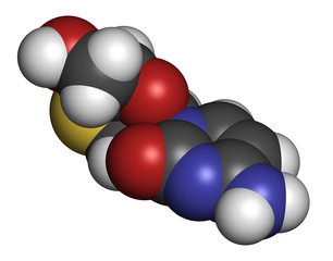Lamivudine (3TC) antiviral drug molecule. 
