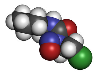 Lomustine brain cancer chemotherapy drug molecule.