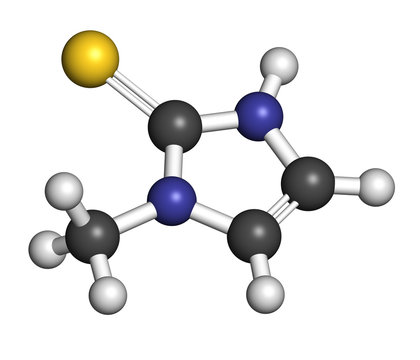 Methimazole hyperthyroidism drug molecule.