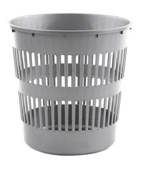 Empty garbage bin, isolated on white