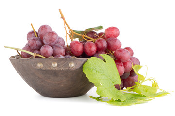 Fresh red grapes in wood bown