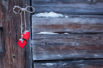 Valentine's Day heart wood background