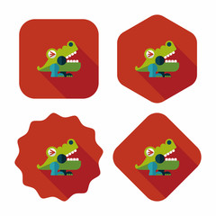 crocodile toy flat icon with long shadow,eps10