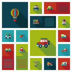 Transportation ui flat design background set, eps10