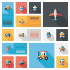 Transportation ui flat design background set, eps10