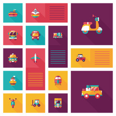 Transportation ui flat design background set, eps10