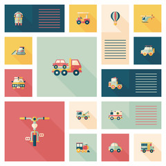 Transportation ui flat design background set, eps10