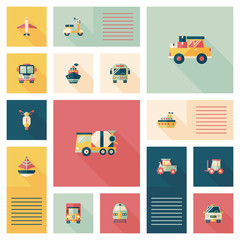 Transportation ui flat design background set, eps10