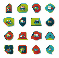 Transportation sticker flat design background set, eps10