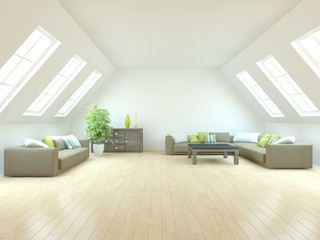 white 3d interior design