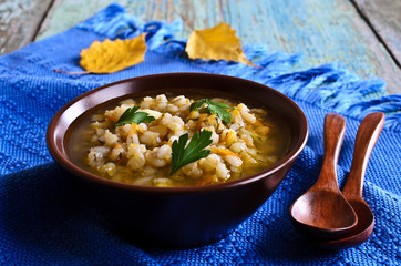 Soup with pearl barley