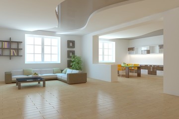 white 3d interior design