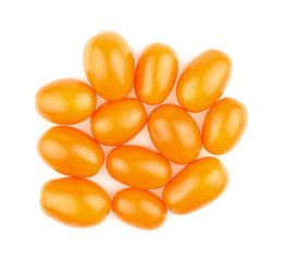 Aerial top view of yellow orange cherry grape tomatoes