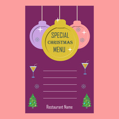 Special Christmas Restaurant menu flat design template