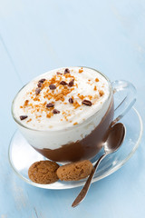 chocolate dessert with cream and amaretti in cup