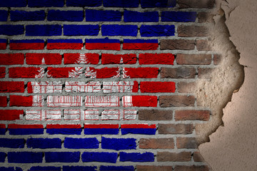 Dark brick wall with plaster - Cambodia