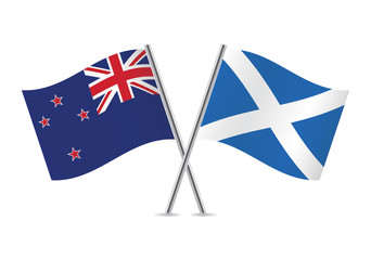 Scottish and New Zealand flags. Vector illustration.