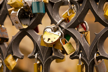Fototapeta na wymiar Love locks on the bridge