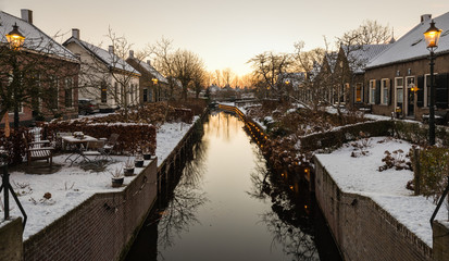 Fototapeta na wymiar Dutch village in winter