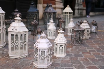lanterns and lights for sale at flea market