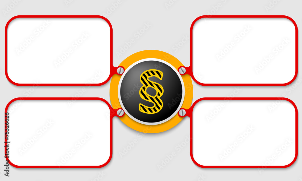 Poster four red frames for text and paragraph