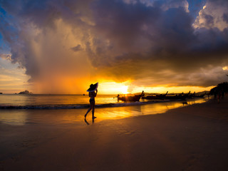 Fototapeta premium Sunset on the beach of Ao Nang