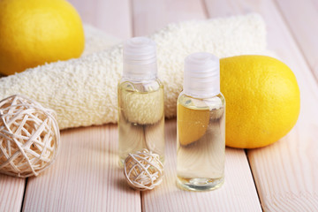 Spa still life on wooden planks background