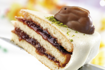 Stück Marzipan-Torte, close-up