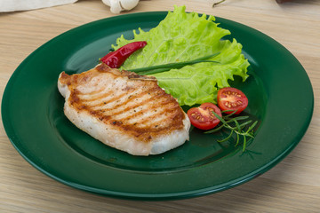 Grilled pork steak