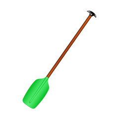 Sporting oar in green design with wooden handle