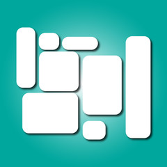 Photo frames on empty turquoise background