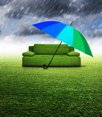 Couch Unterm Schirm