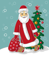 Santa Claus carries bag