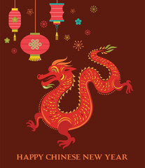 Chinese New Year background with red dragon