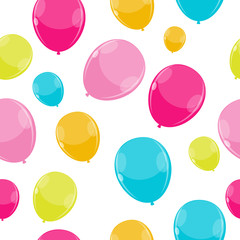 Naklejka na ściany i meble Color Glossy Balloons Seamles Pattern Background Vector Illustra
