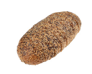 Close-up on whole grain bread isolated white background