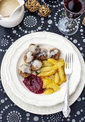 Swedish meatballs coated in creamy gravy