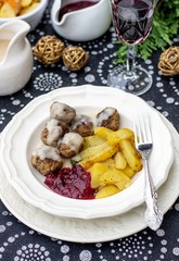 Swedish meatballs coated in creamy gravy